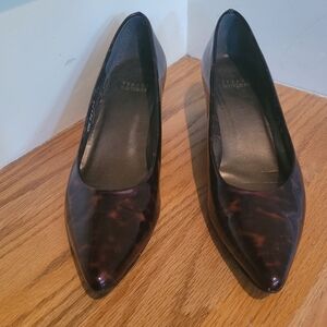 Stuart Weitzman Tortoise Patent Leather Wedge Heels